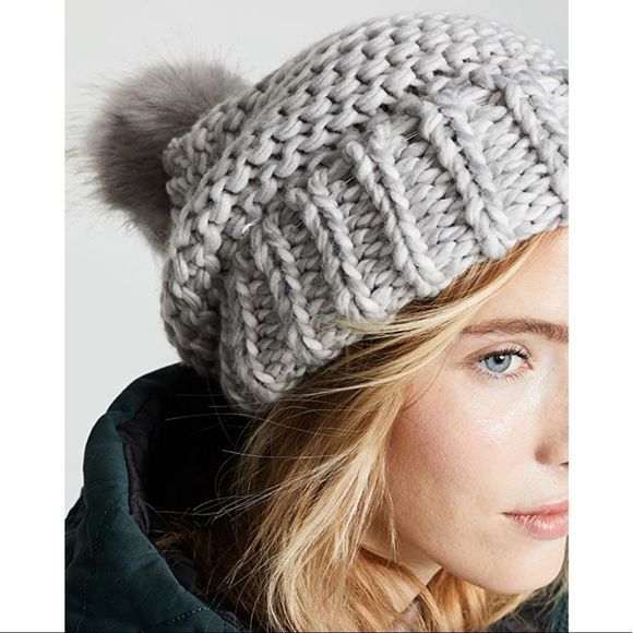 NWT Free People Beige Happy Trails Fitted Pom Winter Beanie - Picture 6 of 6